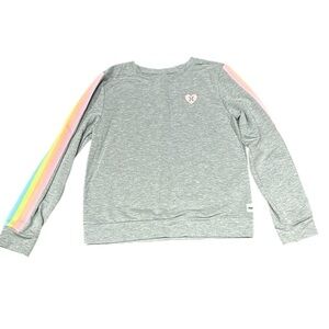 Gray Kids Sweatshirt with Rainbow Stripes
